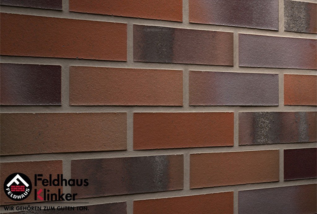 Фасадная плитка ручной формовки Feldhaus Klinker R560 carbona carmesi colori NF14, 240*14*71 мм