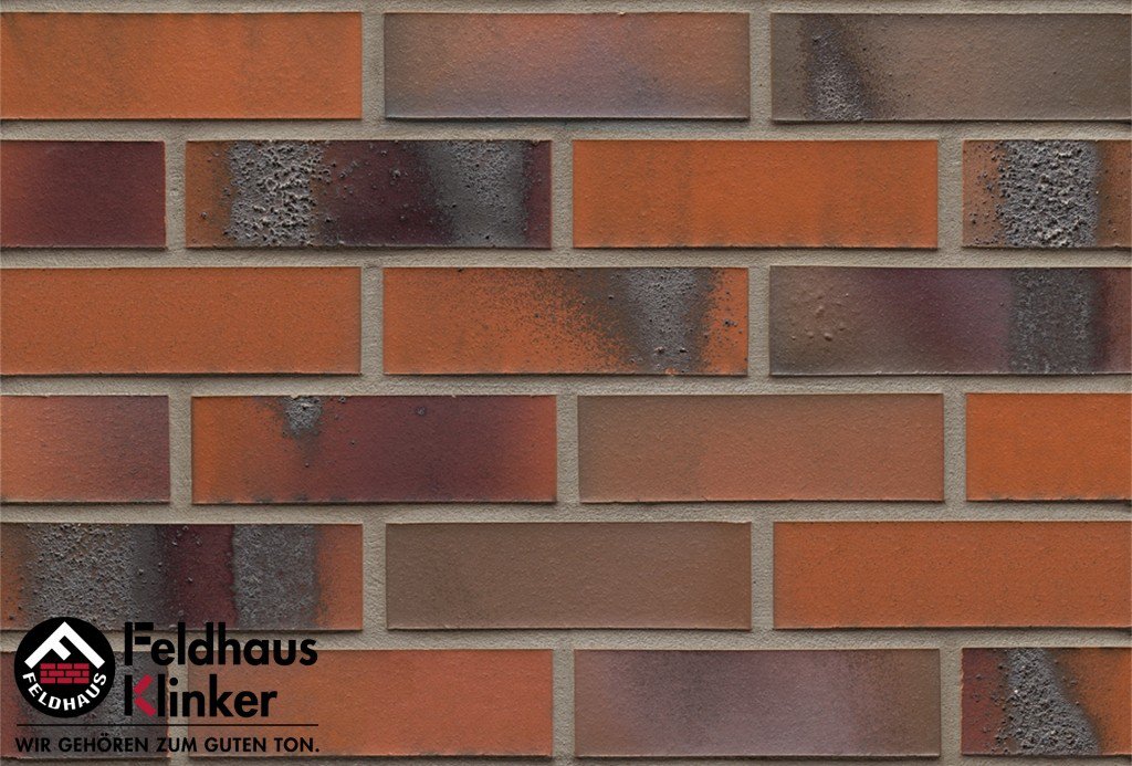Фасадная плитка ручной формовки Feldhaus Klinker R562 carbona terreno bluastro NF14, 240*14*71 мм
